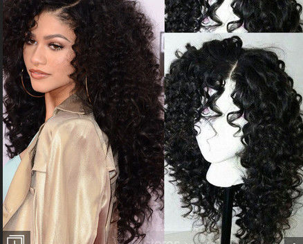 Perucas completas suíças encaracolados brasileiras do laço do cabelo humano para mulheres negras com cabelo do bebê