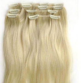 As extensões amarelas do cabelo humano do Virgin grampeiam dentro, tramas elegantes do cabelo do russo do Virgin