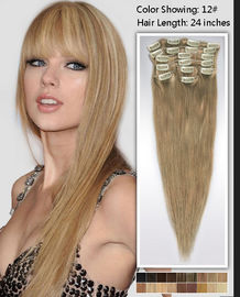 24 polegadas natural Remy/grampo do Virgin no cabelo humano de trama do dobro da extensão do cabelo