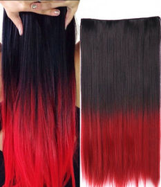 Encaracolado natural da extensão sintética vermelha de alta temperatura do cabelo da fibra