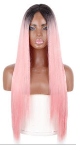 Cor cor-de-rosa das extensões naturais retas louras das perucas do cabelo humano