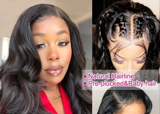 O laço trançado 360 frontais Hd ata completamente perucas do cabelo humano para mulheres negras